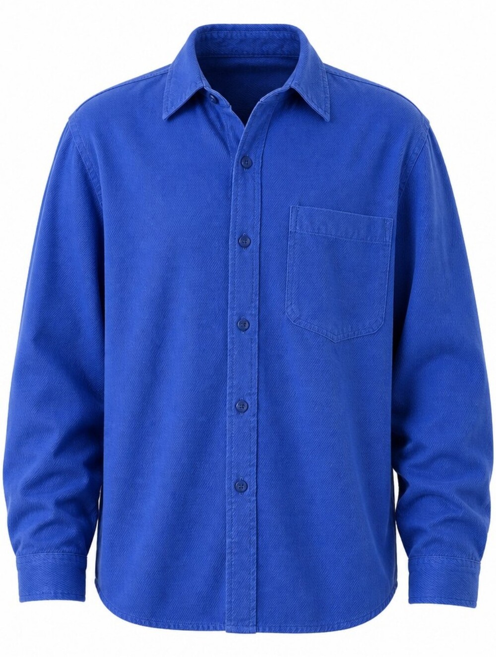 Ermenegildo Zegna Royal Blue Long Sleeve Button-Up Shirt
